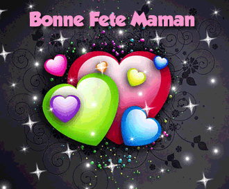 Gif animé bonne fête maman coeurs multicolors